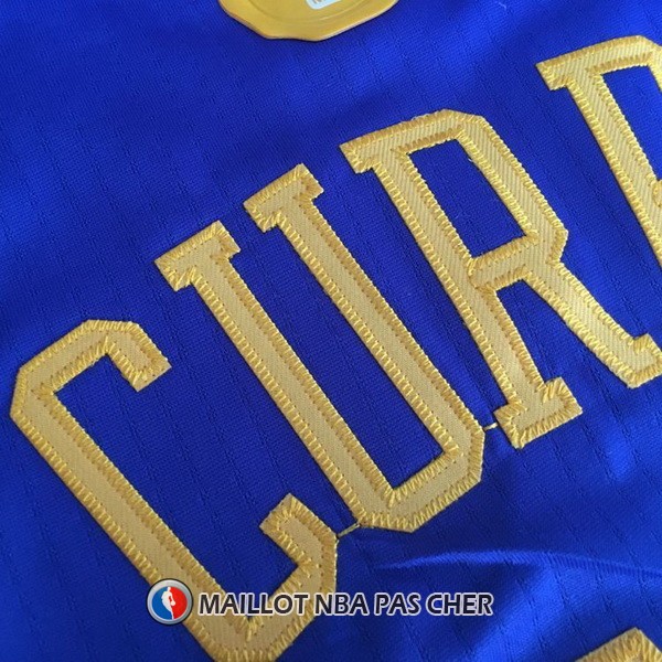 Maillot Authentique Navidad Golden State Warriors Curry 30 2016-17 Bleu